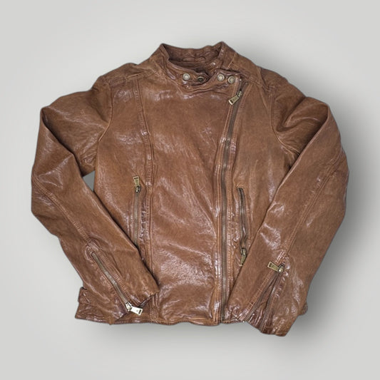 Burnished Leather Moto Jacket Lauren Ralph Lauren Leather Jacket Women’s 4 Brown