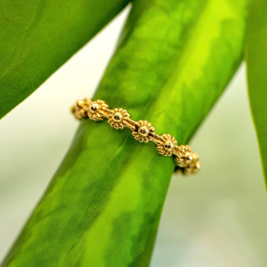 Brass Flower Band Ring - BR183