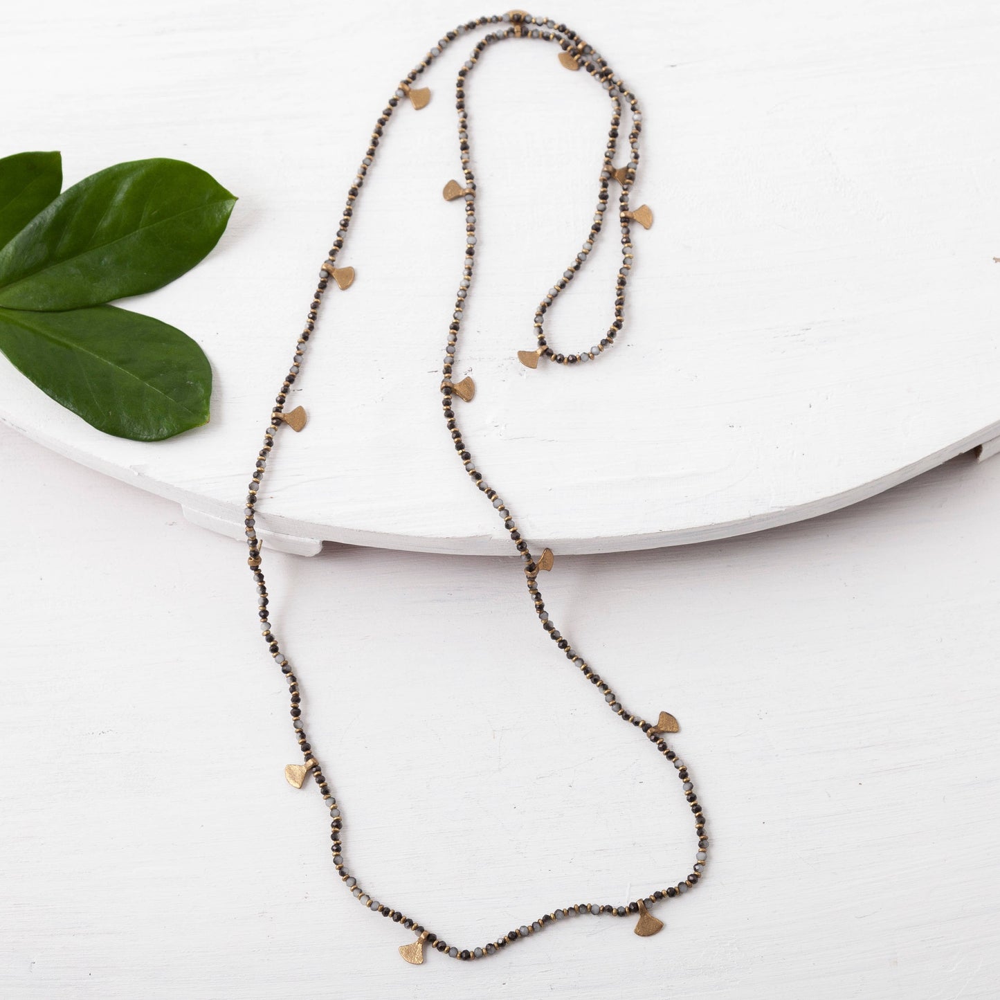 Beaded Brass Fan Necklace - Best Seller