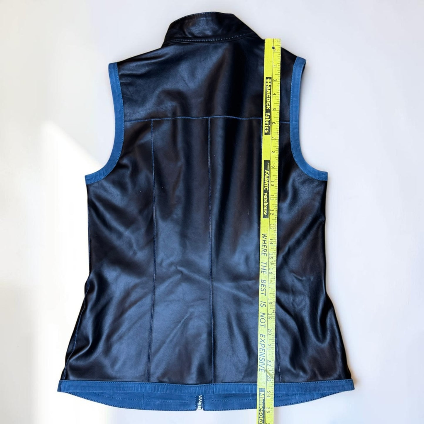 Vintage Unbranded Reversible Leather Vest Blue Black Genuine Y2k Zip Women's XS