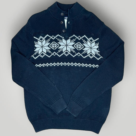 Vintage Chaps Ralph Lauren Henley Sweater Snowflake 1005 Cotton Men's Med