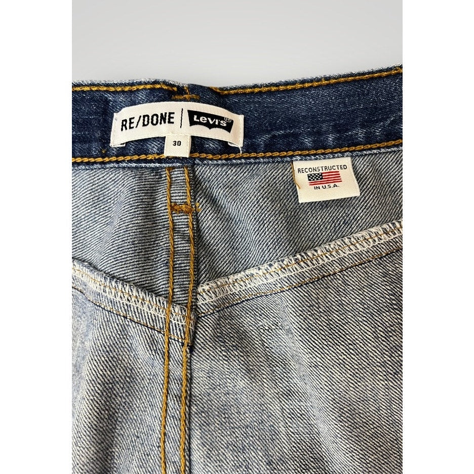 RE/DONE Levi’s Denim Mini Skirt Button Front Raw Hem