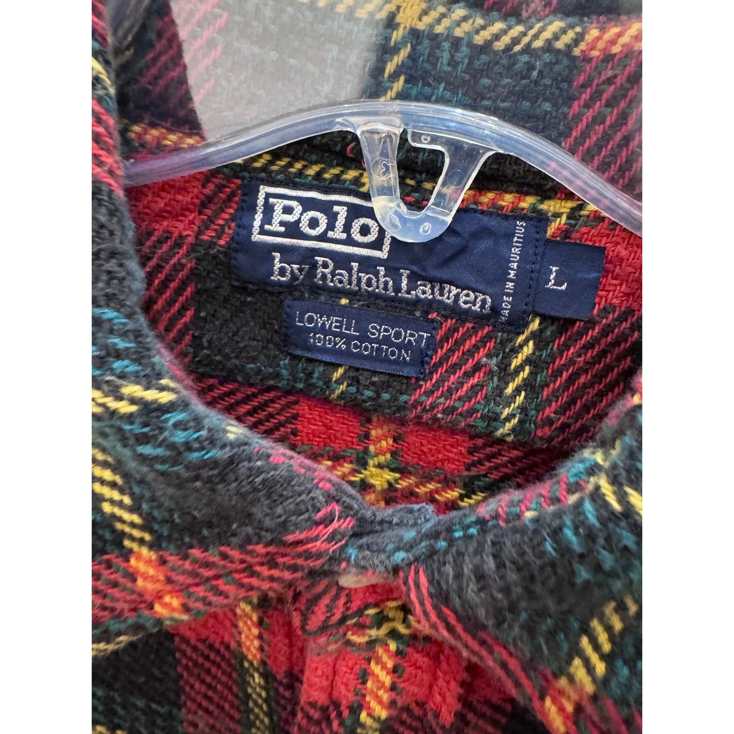 Vintage 1990s Polo by Ralph Lauren Flannel Cotton Thick Heavy M Plaid Red Yellow