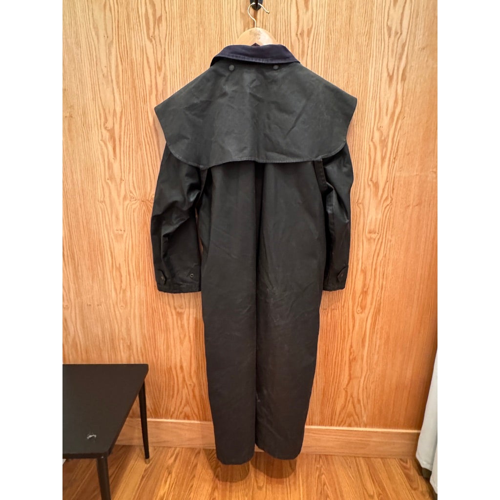 Vintage Australian Outback Outfitters Mens XL Black Oilskin Duster Coat Full