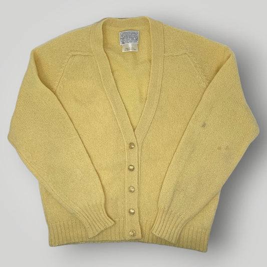 Vintage Pendleton Cardigan Light Yellow Wool USA Made Medium Women's Gold Button