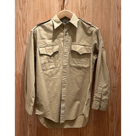Vintage Khaki Polo Ralph Lauren Safari Shirt 100% Cotton Men's Large