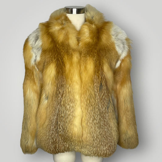 Vintage Red Fox Fur Coat Hip Length Lay Furs Women's Large Gorgeous Pelt