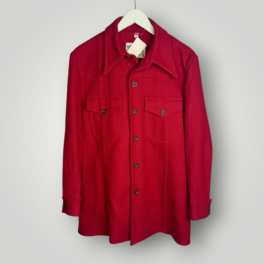 Vintage CPO Shirt Gleneagles Great Western 100% Wool Made in USA Red Medium Lg