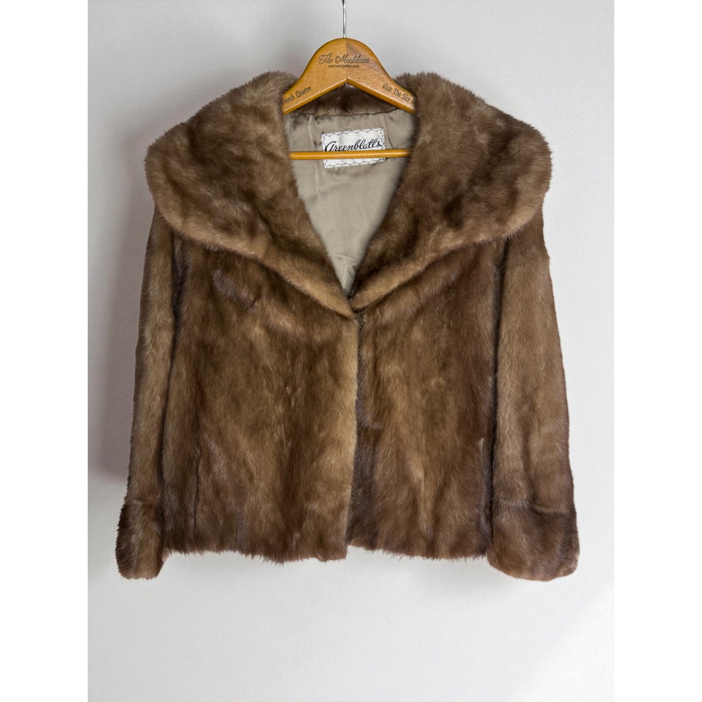 Vintage Fur Mink Coat Zip Off Botton Convertible 1960s Medium Women Greenblatts