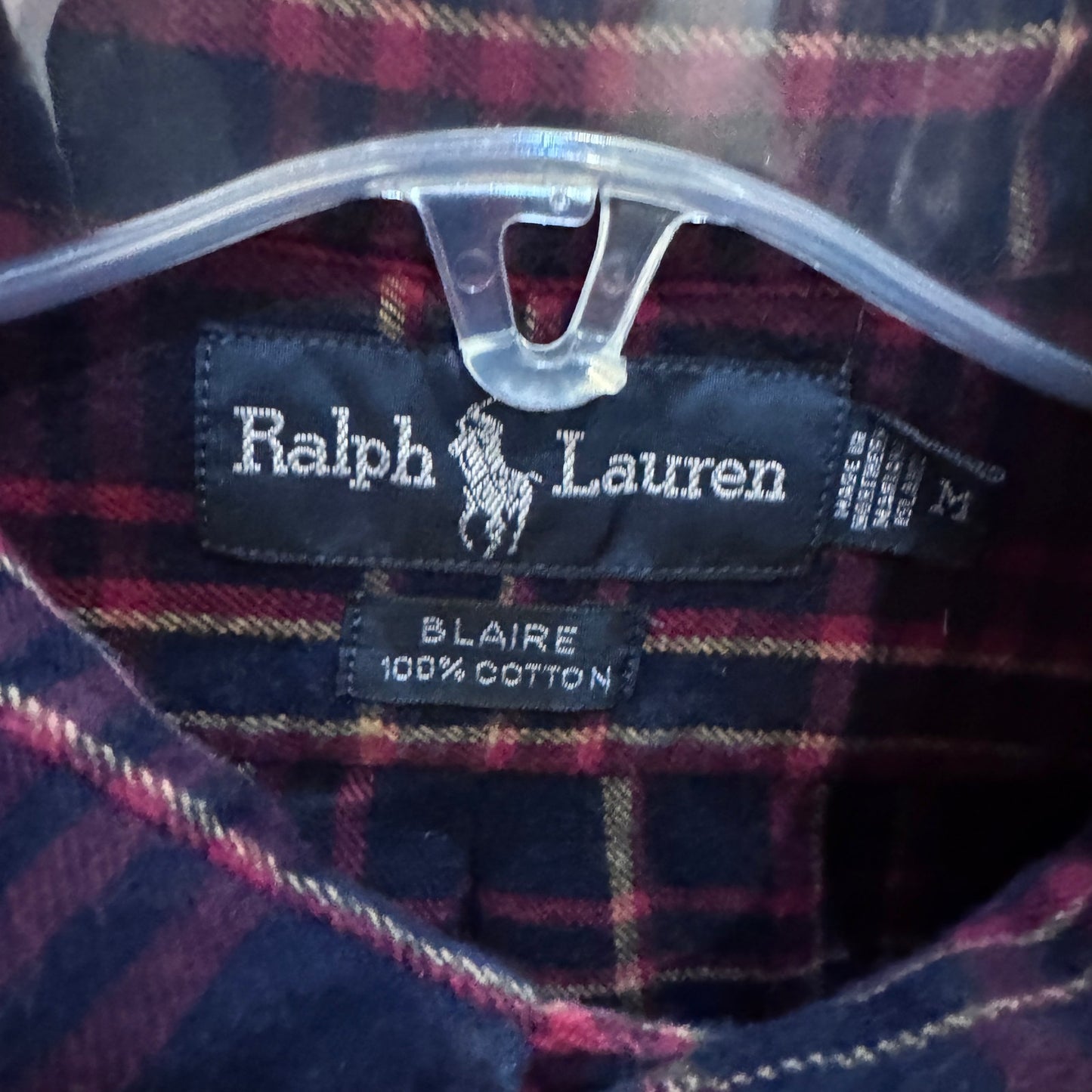 Vintage 1990s Ralph Lauren Flannel Cotton Soft Heavy M Blair Men's Plaid Red