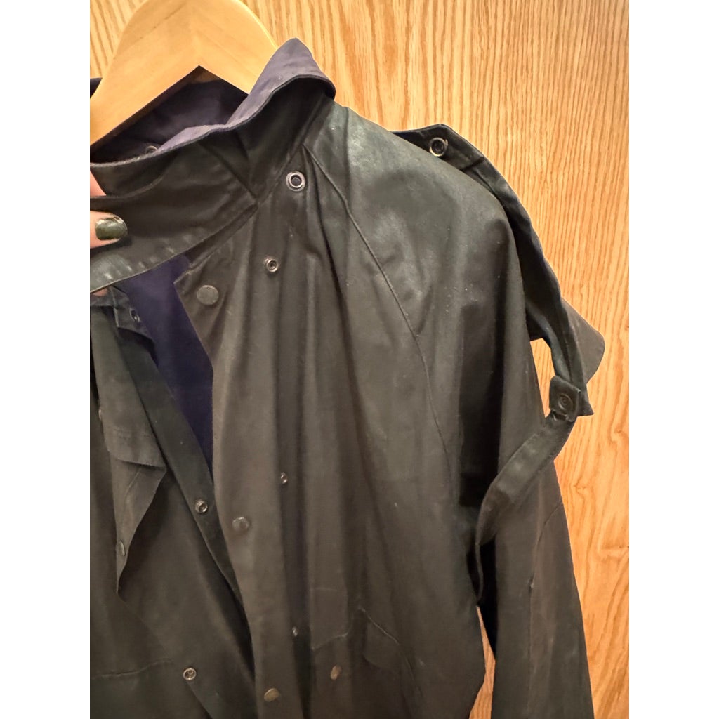 Vintage Australian Outback Outfitters Mens XL Black Oilskin Duster Coat Full