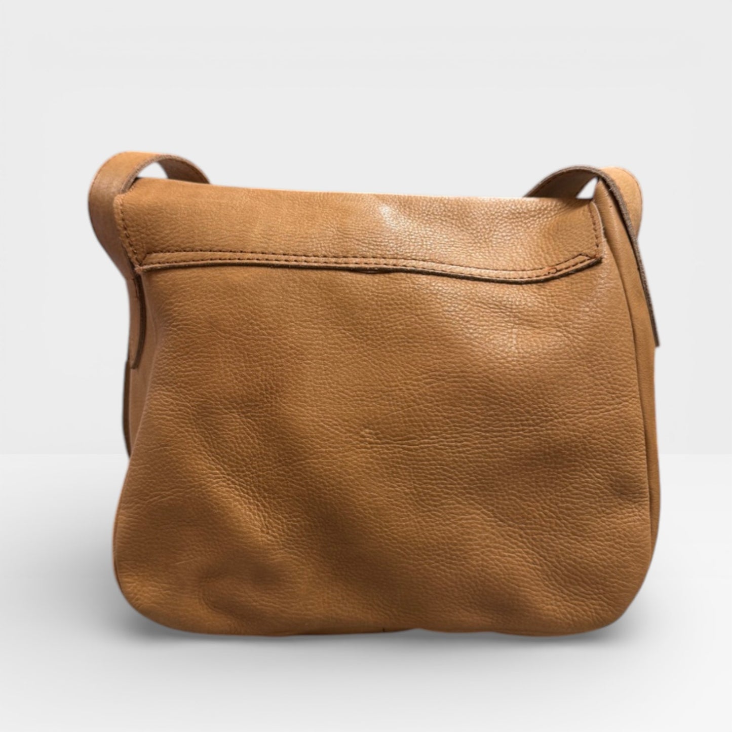Vintage 1970s 1980s Genuine Leather Bag Purse Tan Flap Shoulder