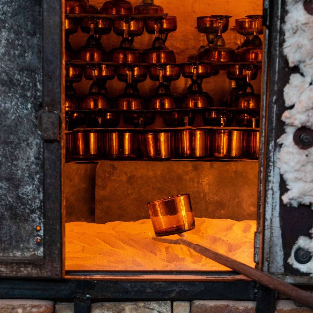 Pure Beeswax Jar Candle in Blown Glass Holder