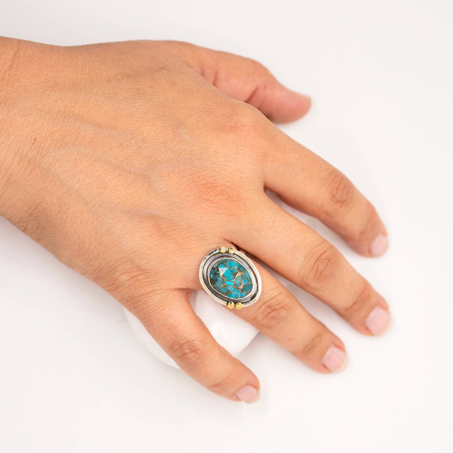 Sterling Silver Copper Turquoise Galaxy Ring