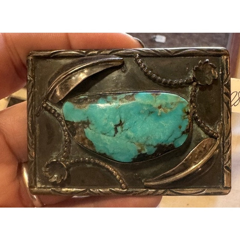 Alex Becenti Belt Buckle Sterling Silver Turquoise
