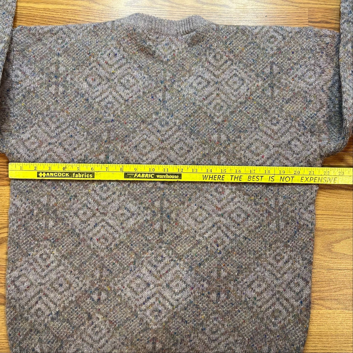Vintage 1980s Christian Dior 100% Wool Geometric Knit V Neck Sweater Mens Large