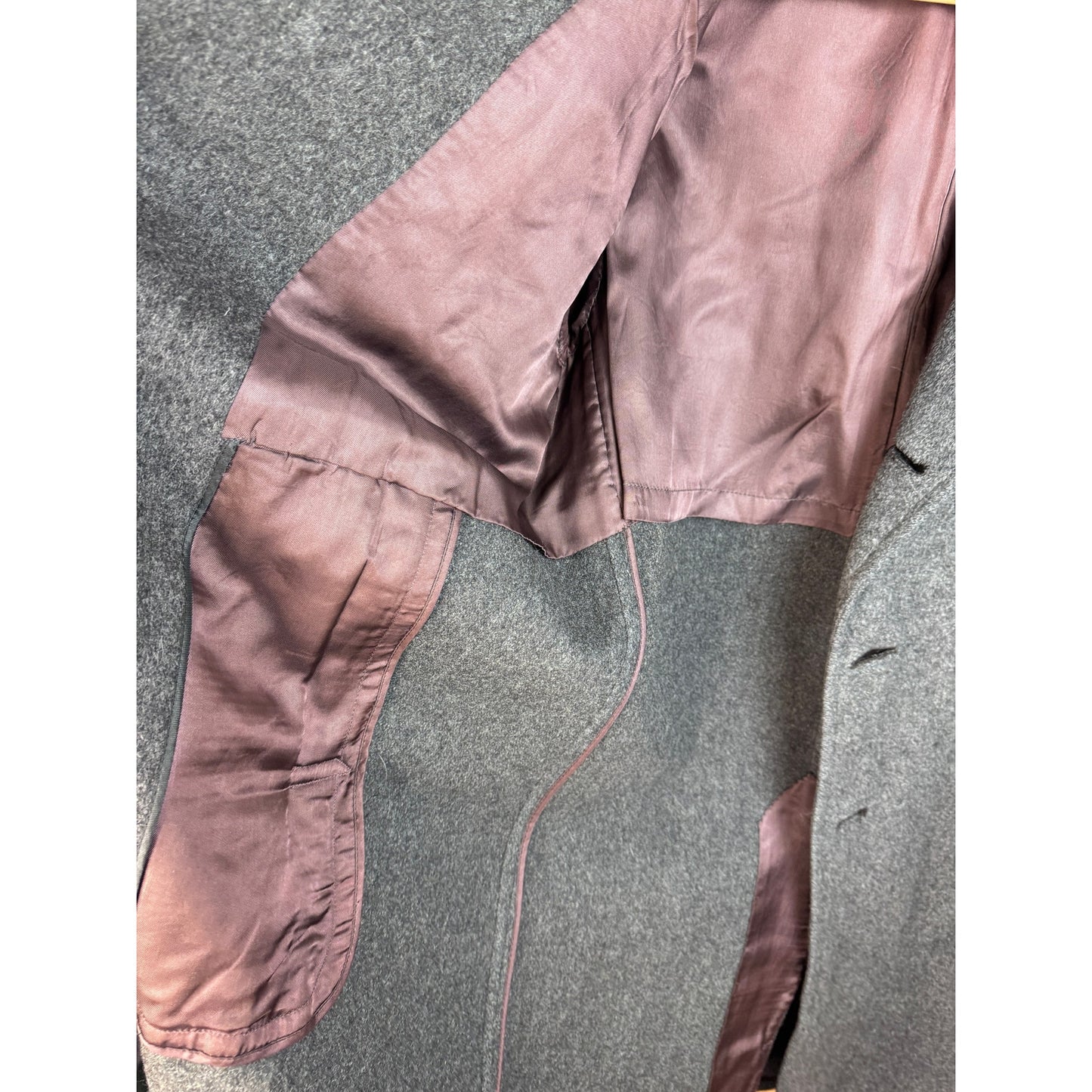 Vintage 1960s ES Levy Wool Coat Gray Overcoat Men's Long Lined Large Galveston