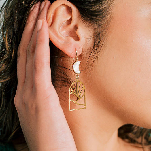Pearl Moon Window Earrings