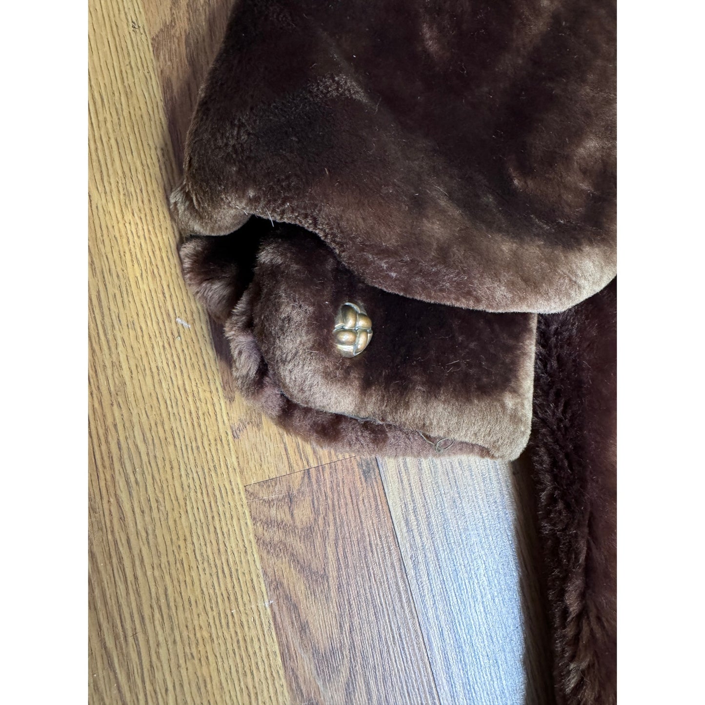 Vtg 40s Rockabilly Structural Balloon Sleeve Chocolate Brown Mouton Fur Coat S/M