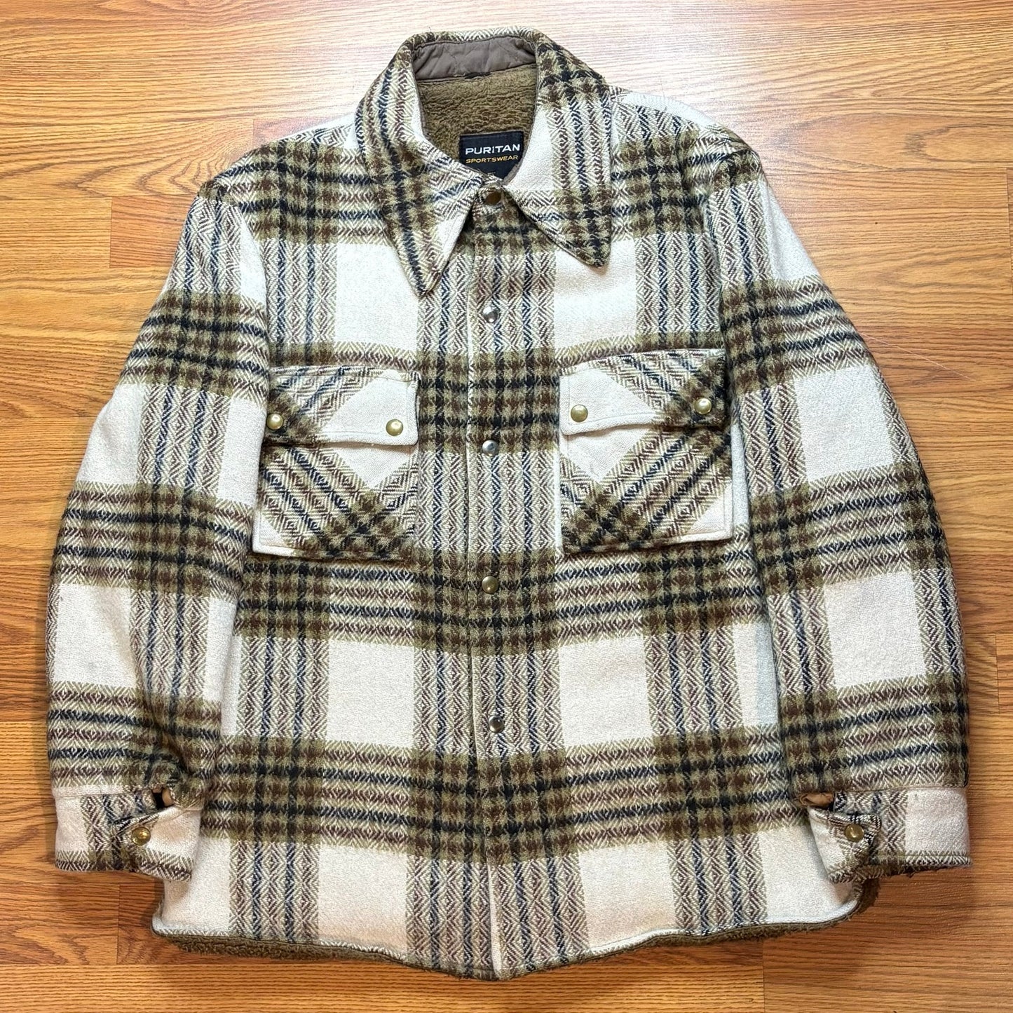 Vintage 1970s-80s Puritan Sportswear Plaid Sherpa Jacket Mens XL USA Western