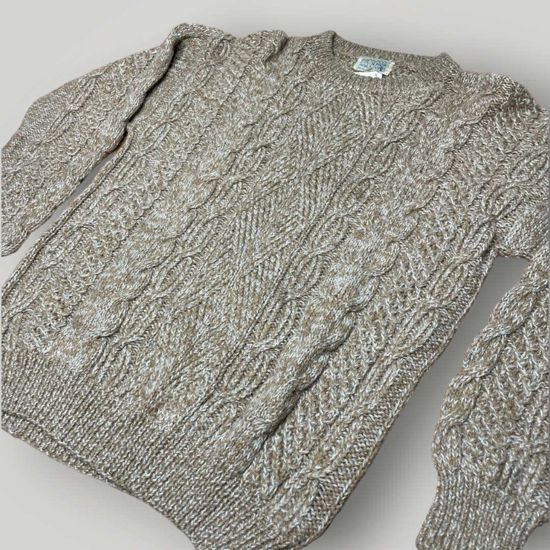 Vintage Top Alpaca Imports Handmade Wool Sweater Cableknit Crewneck Men's Large