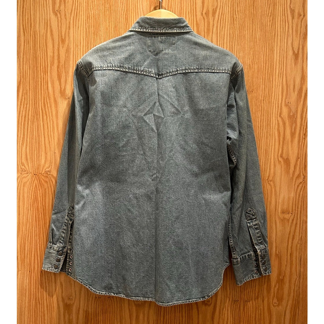 Vintage 1990s Polo Sport Denim Shirt Pearl Snap Sawtooth Pockets Men's Large