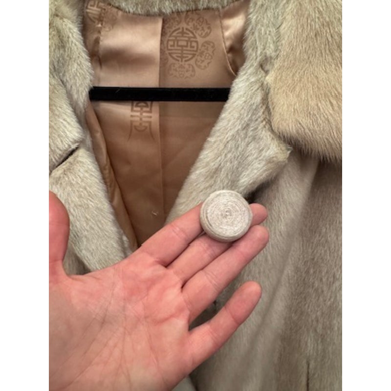 Vtg Faux Fur Fuzzy Jacket 1960s Mink Collar Tan Beige Russel Taylor L Swing