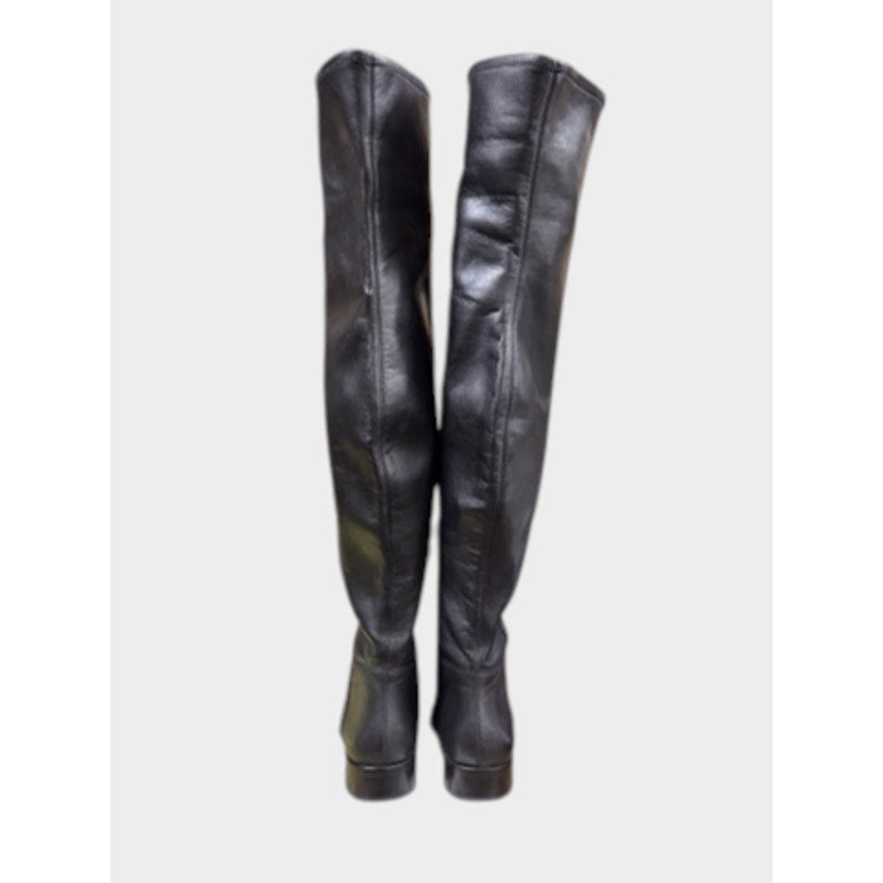 Vince Camuto OTK Over The Knee Leather Boots Black Women's 8