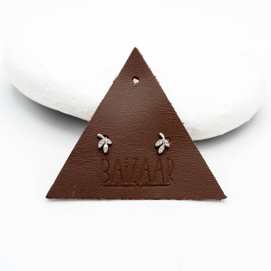 Crystal Leaf Screw Back Stud