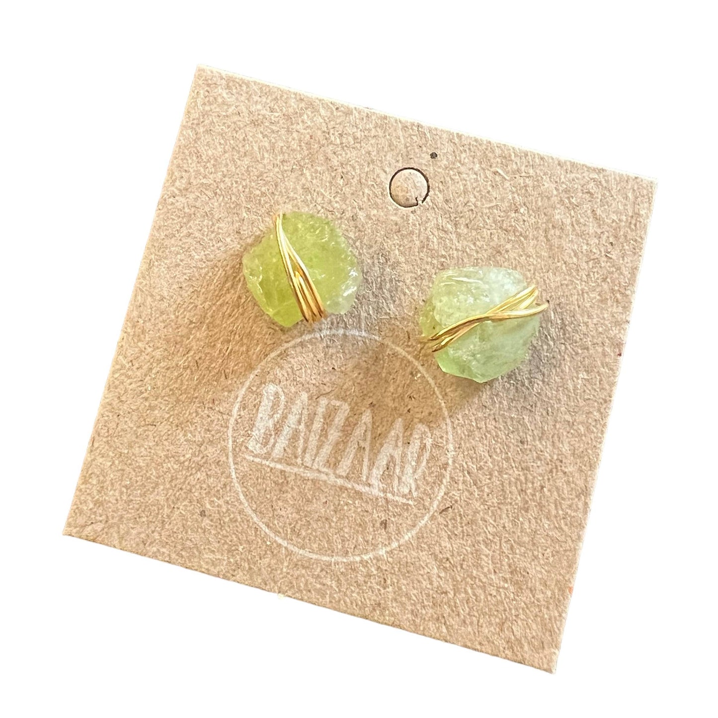 Wrapped Raw Stone Stud Earrings