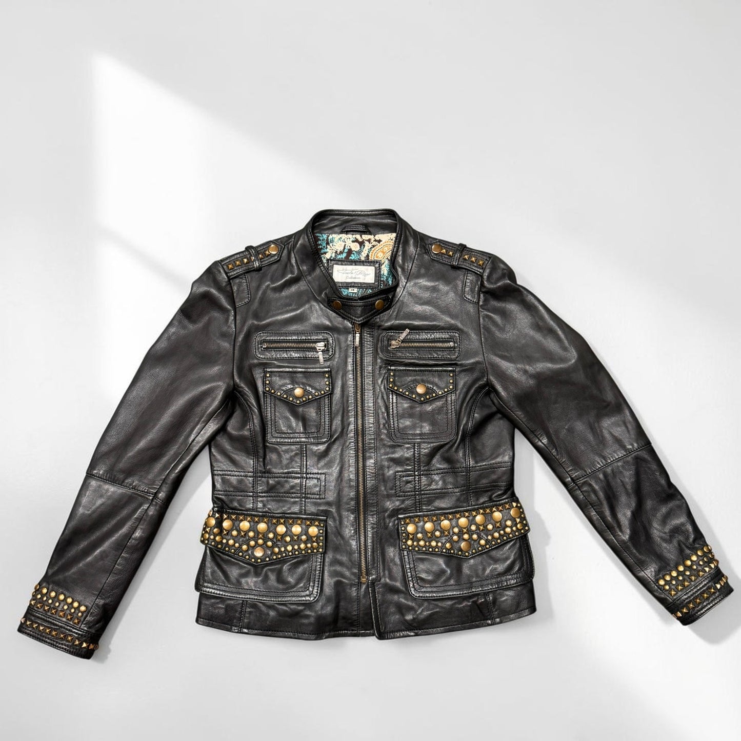 Tasha Polizzi Collection Leather Jacket Studded Black Women's M Western