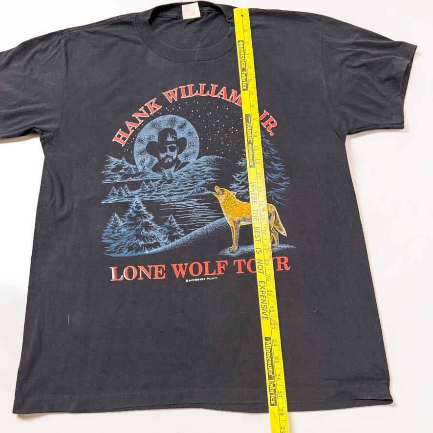Vintage T-Shirt Hank Williams Jr Lone Wolf Tour 1990 Fan Club Men's