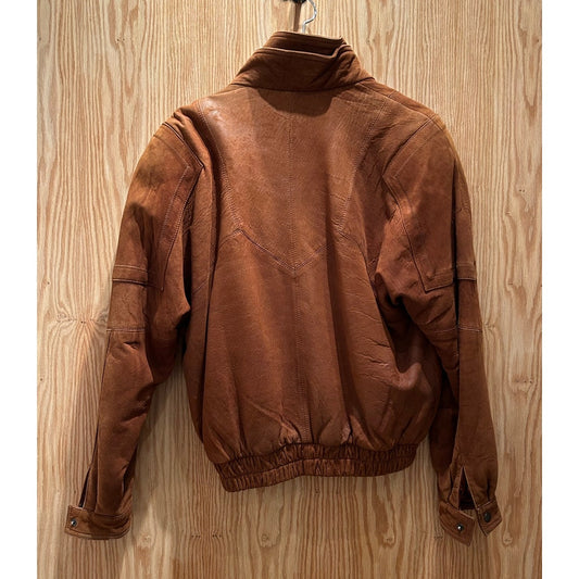 Vintage 1980s Saxony Brown Leather Suede Jacket Chestnut Large Men's