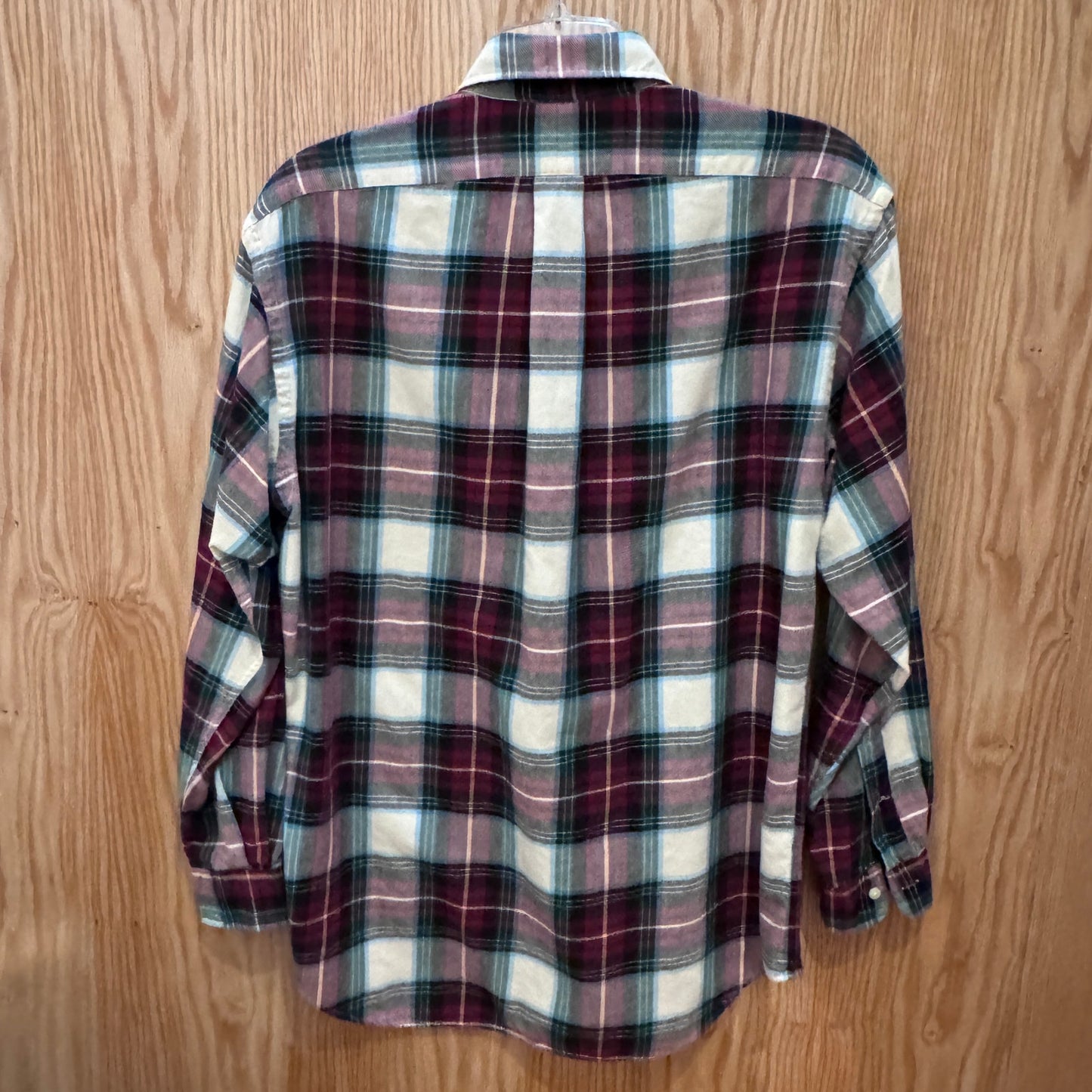 Vintage 1990s Ralph Lauren Flannel Cotton Soft Heavy M Blair Men's Plaid Red Gre