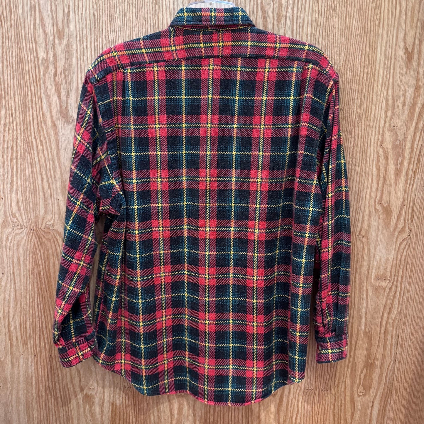 Vintage 1990s Polo by Ralph Lauren Flannel Cotton Thick Heavy M Plaid Red Yellow