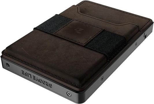 Groove Wallet - Gun Metal w/Brown Leather