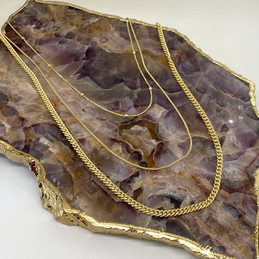 3 Layer Brass Chain Necklace - BP054