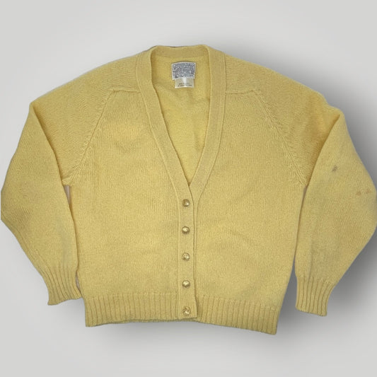 Vintage Pendleton Cardigan Light Yellow Wool USA Made Medium Women's Gold Button