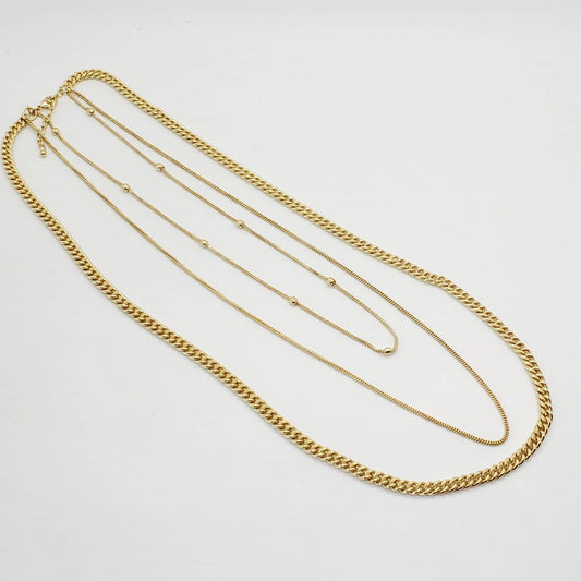 3 Layer Brass Chain Necklace - BP054