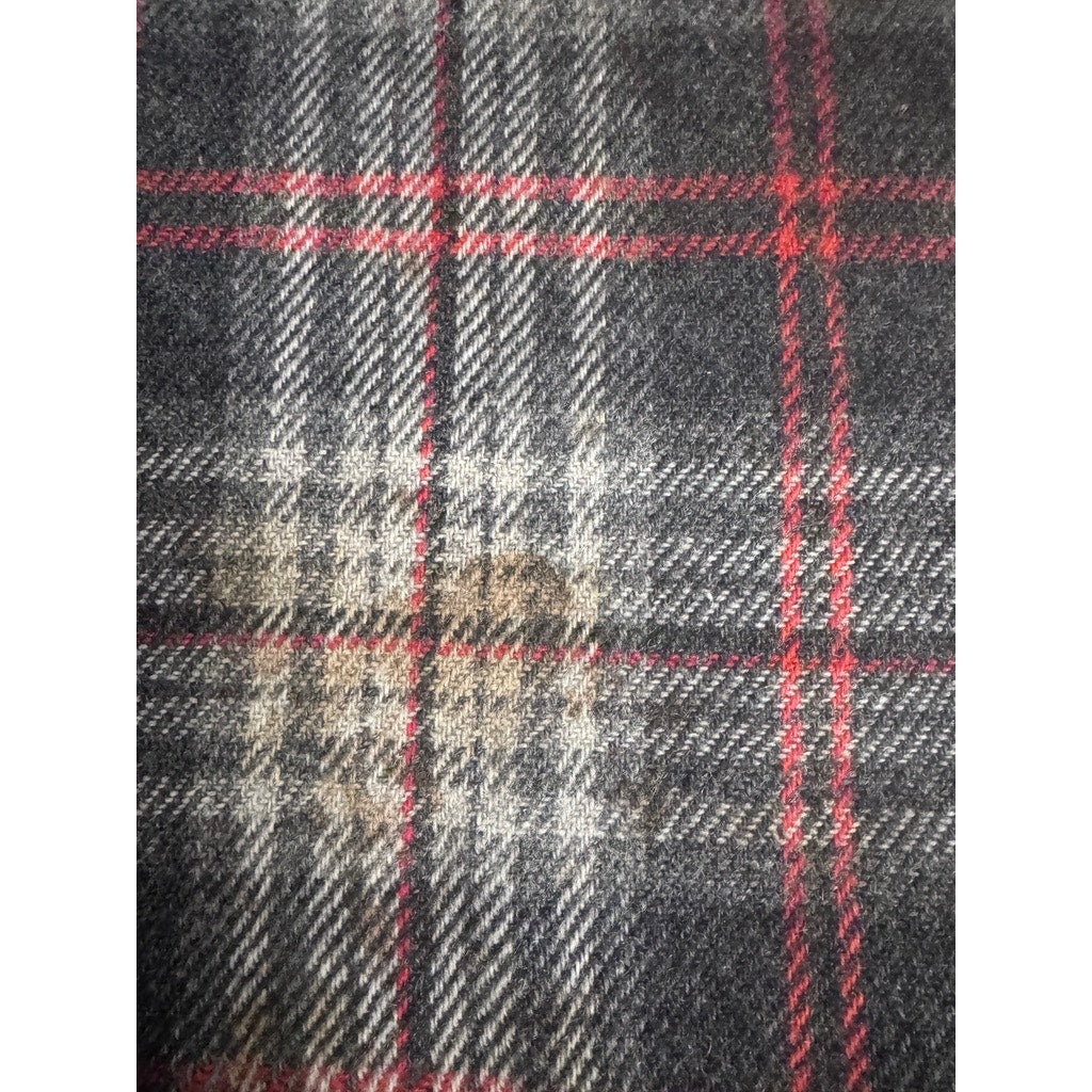 Vintage 1930s Pendleton Wool Blanket Fringe Gray Red 78”x56” Fringed