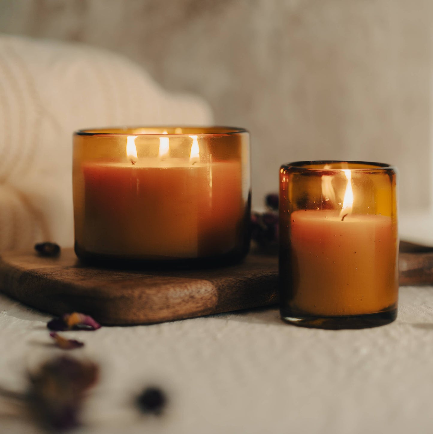 Pure Beeswax Jar Candle in Blown Glass Holder