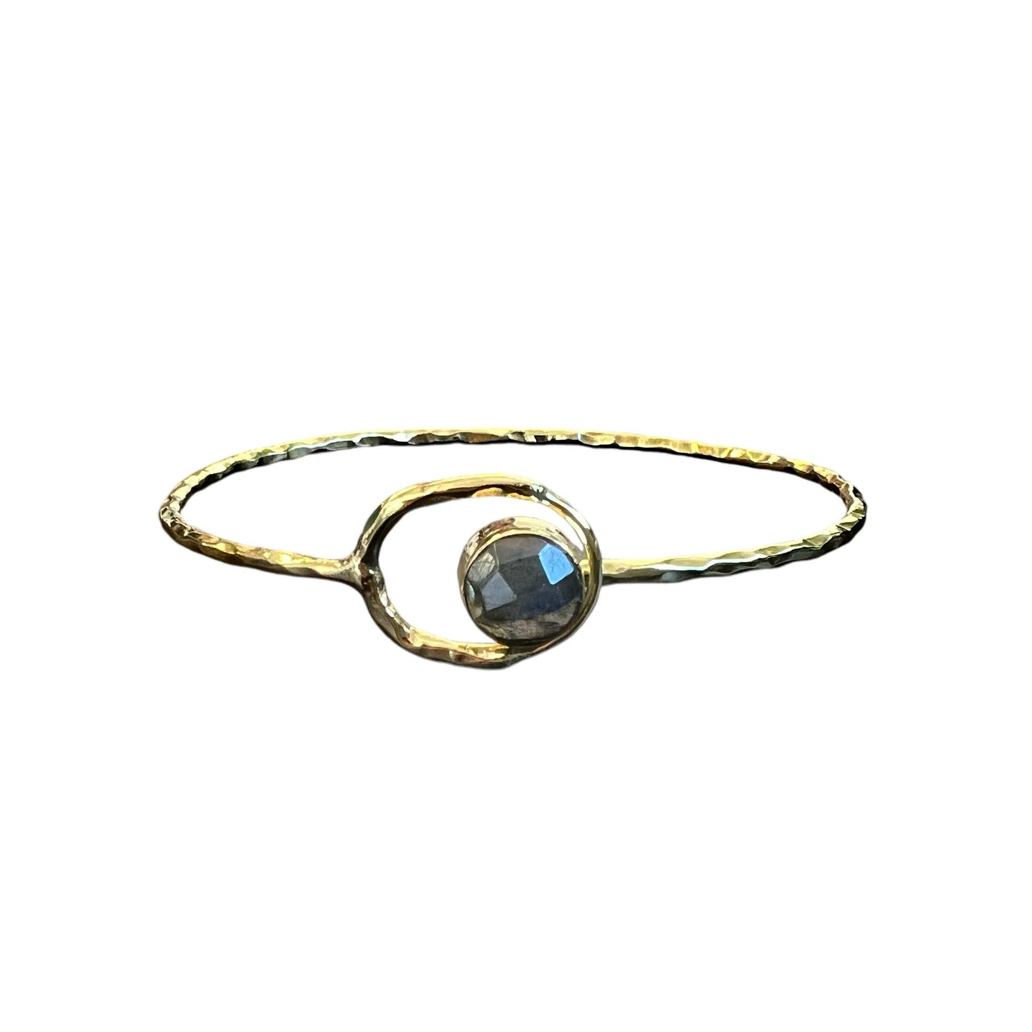 Brass Encircled Labradorite Cuff Bracelet