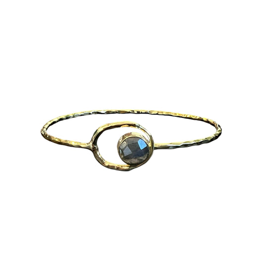 Brass Encircled Labradorite Cuff Bracelet