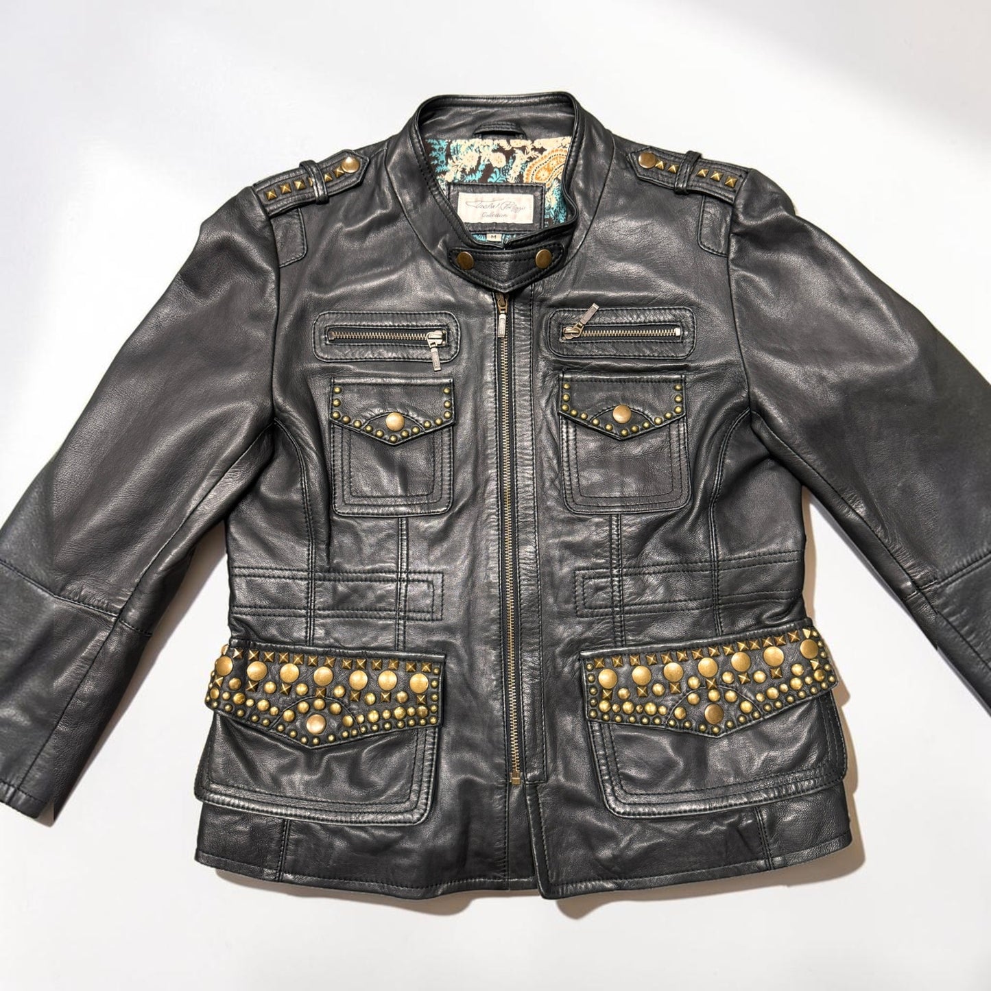 Tasha Polizzi Collection Leather Jacket Studded Black Women's M Western
