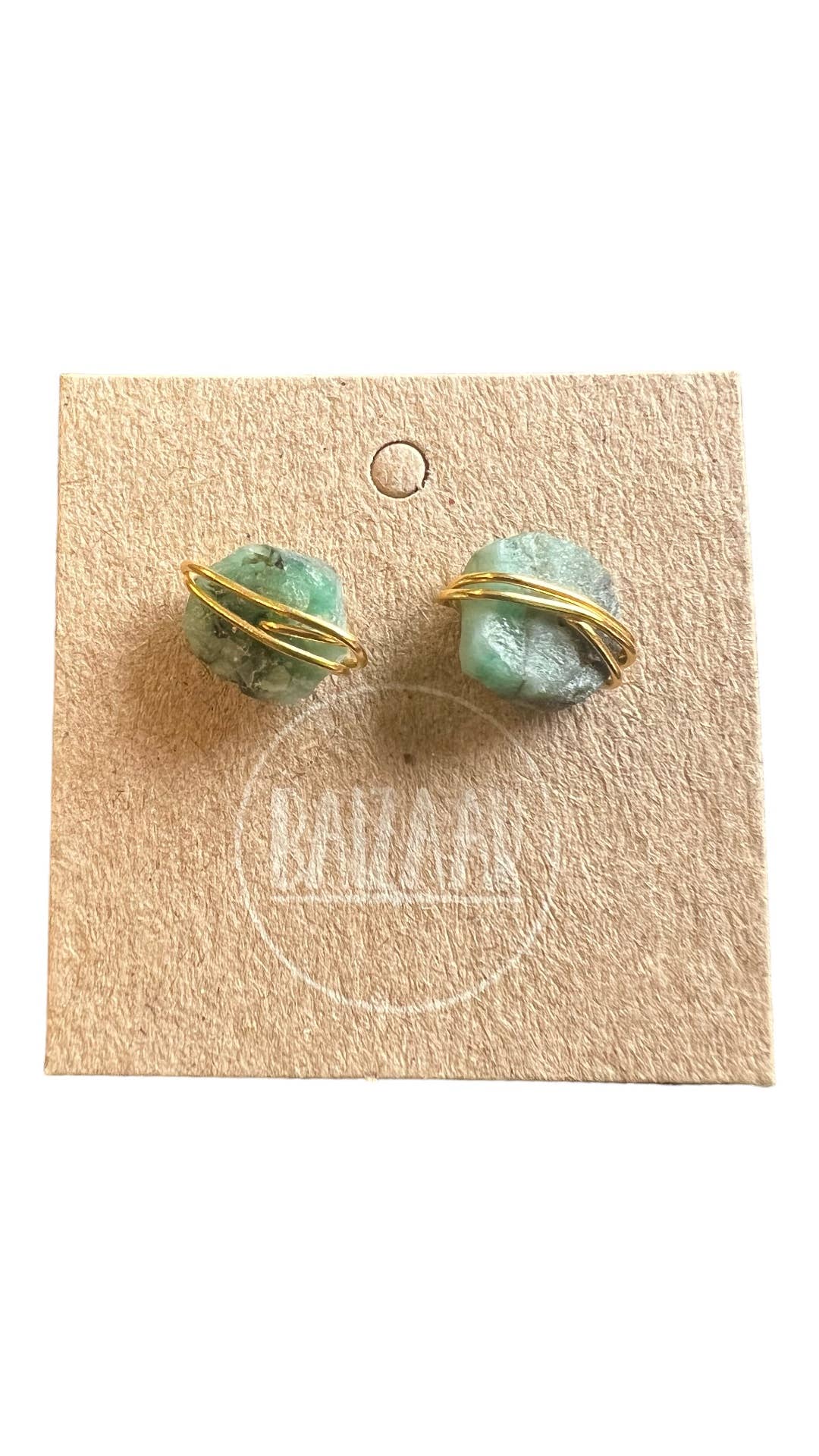 Wrapped Raw Stone Stud Earrings