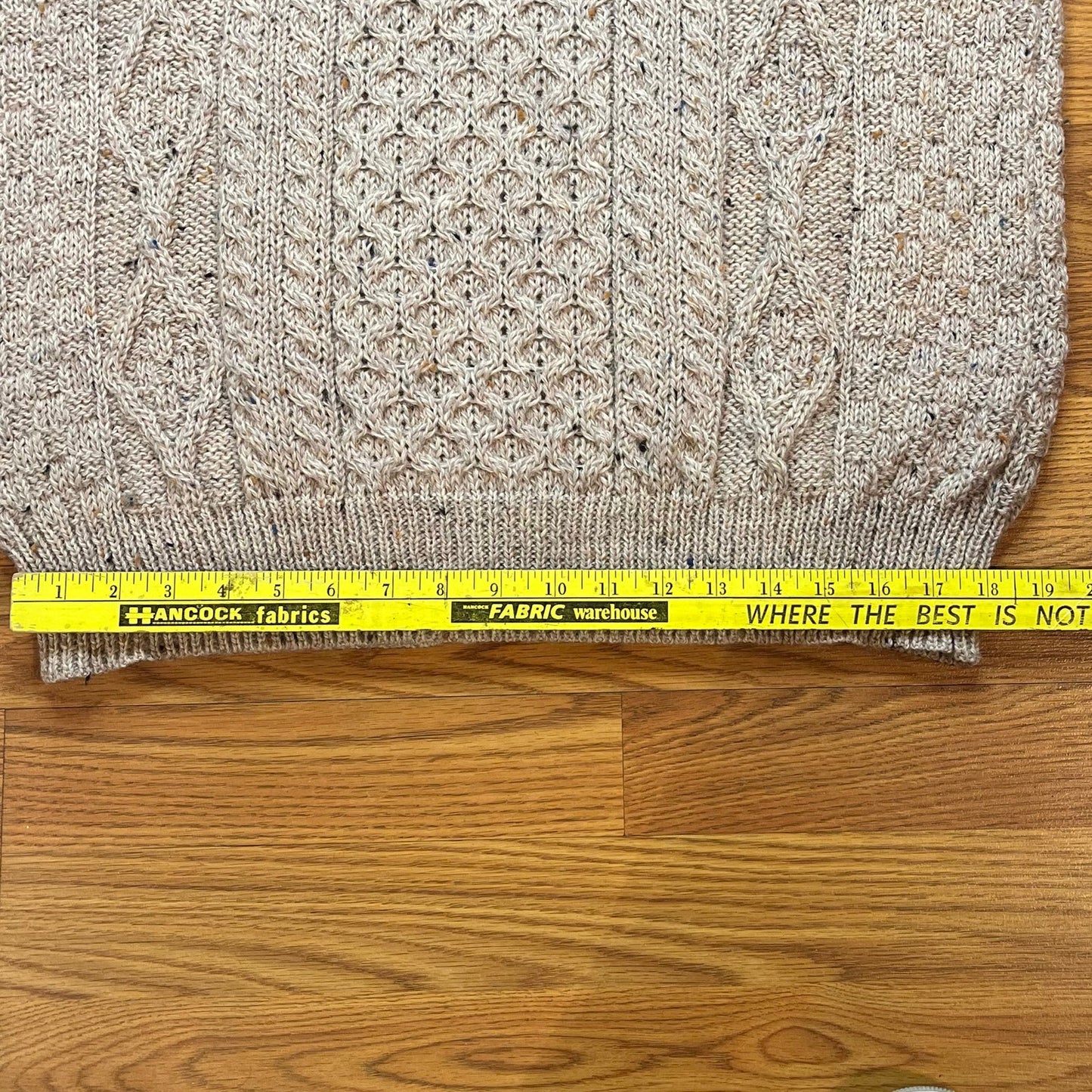Vtg Aran Crafts Ireland Wool Fisherman Sweater Oatmeal Heather Speckle Men Lg