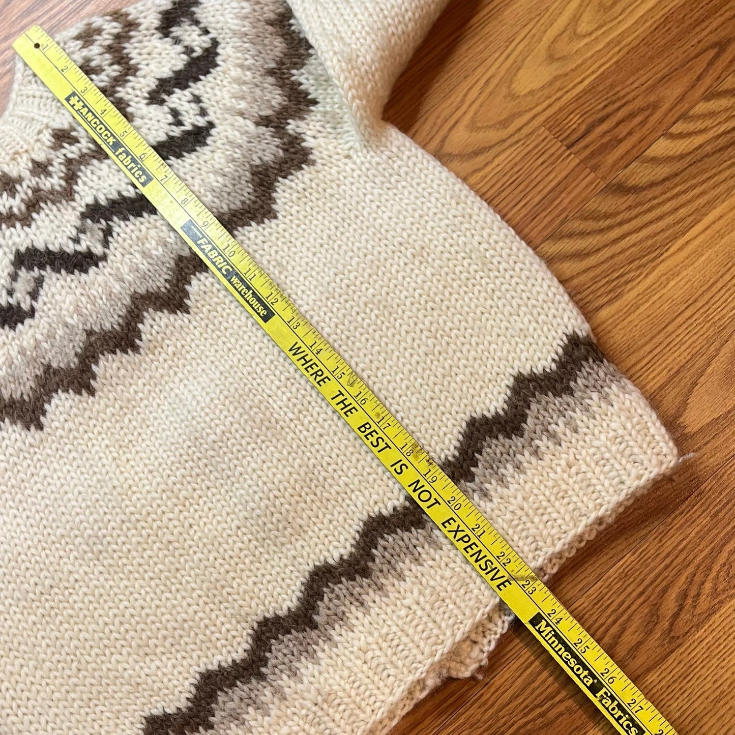 Vtg 1980s Icelandic Sweater 100% Pure Wool Hand Knit Nordic Cardigan Womens M