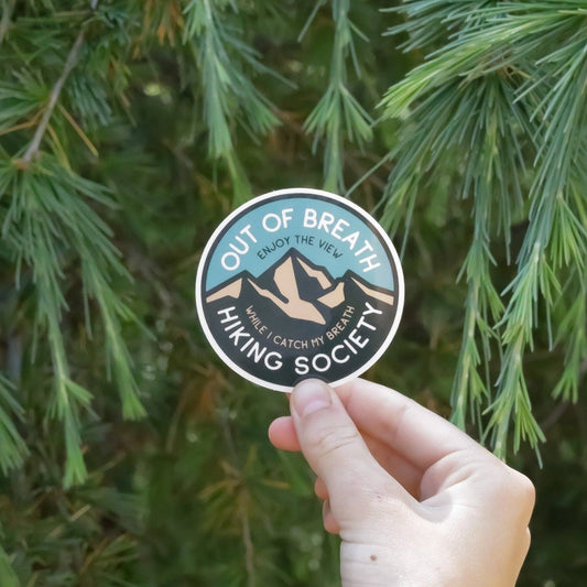Out of Breath Hiking Society Waterproof UV Resistant Sticker
