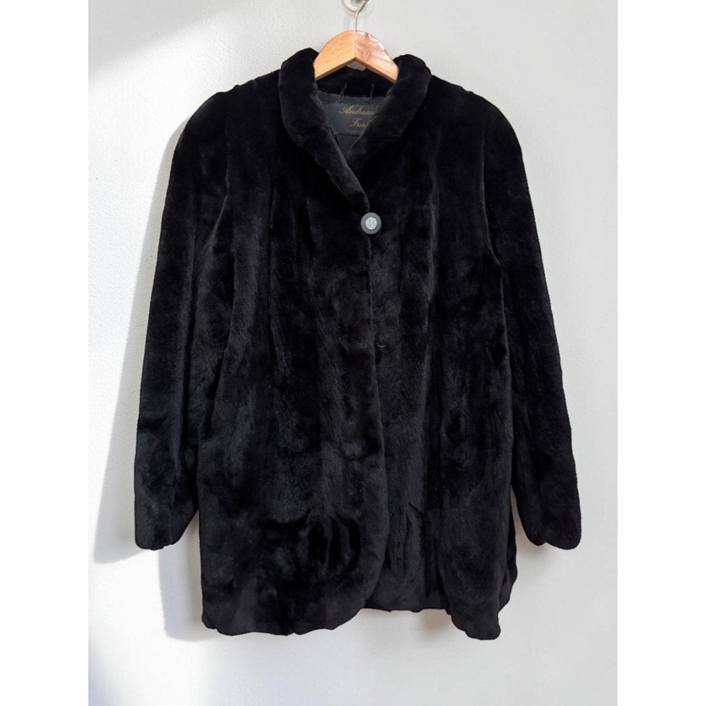 Vintage Shorn Mink Coat Black Mid Length Canada Made Women's Elextra Electra