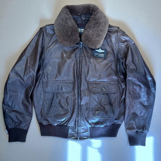 Vintage Flight Jacket Mouton Collar Deerskin Leather Colonel Vietnam size 44 XL